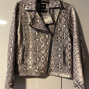 Snakeskin Print Faux Suede Women's Jacket